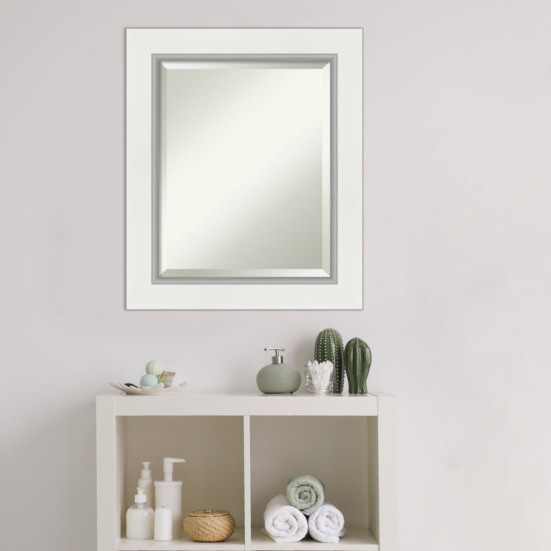 Quade Mirror, 21" x 25", Satin White/Silver