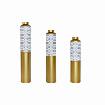 Gorgeous Droplet Shaped White Metal Vase 3-Piece Set, Modern Home Decor with Durable and Stylish Design