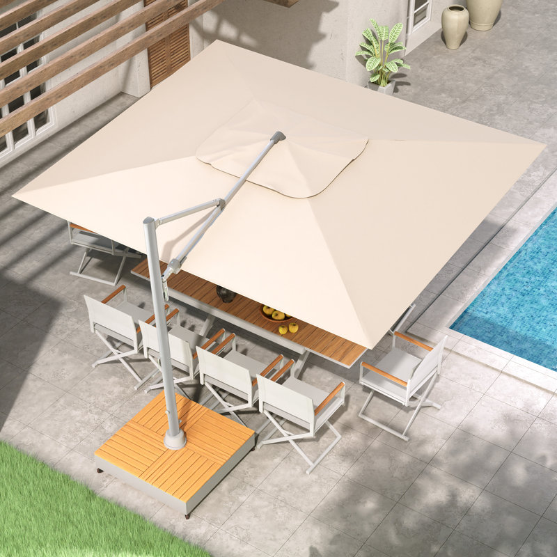 Menades 157.48'' x 118.11'' Rectangular Cantilever Umbrella, Silver