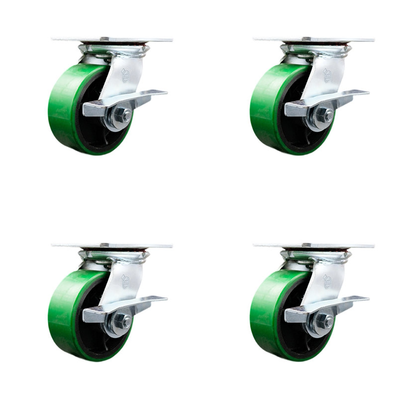 Poly on Cast Iron Caster, Green