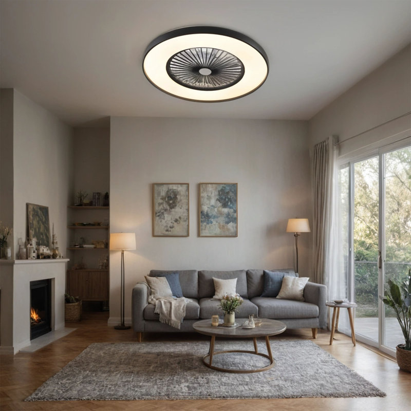 Ventilateur de chambre à coucher 23 po avec télécommande, à intensité variable, 8 pales, moteur CC réversible, avec lumière DEL