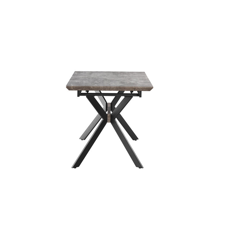 Anisur Extendable Solid Wood Top Dining Table, Grey, Black