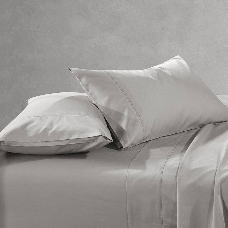 Sateen Sheet Set, Gray, King Sheet Set + 1 Fitted Sheet + 4 Pillowcases