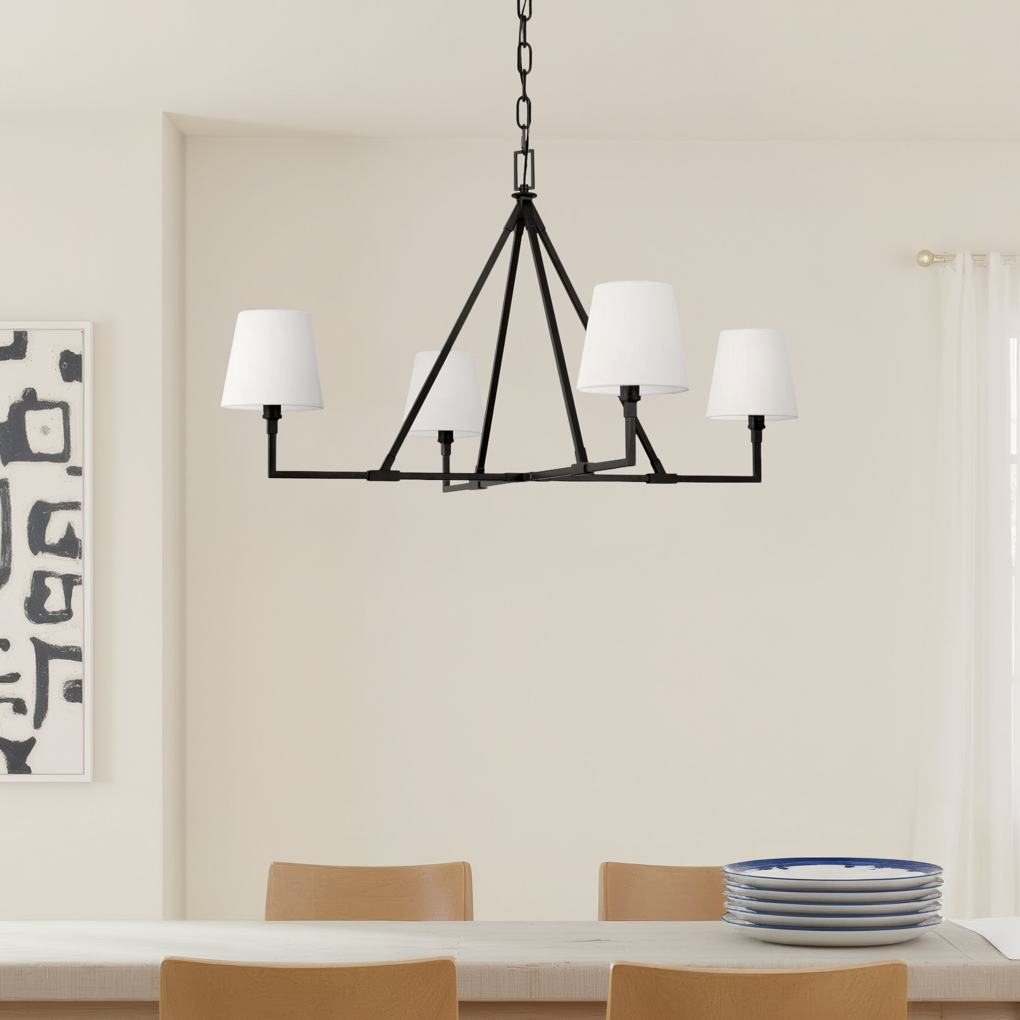 Mattia 4 - Light Metal Dimmable Chandelier, Aged Iron, 18.12" H x 31" W x 31" D