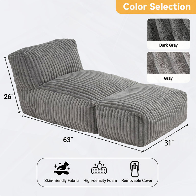 Canapé-lit modulaire convertible antidérapant, Gris clair