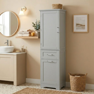 Modern Stylish Tall Bathroom Storage Cabinet Linen Cabinet with a Cabinet and Two Drawers