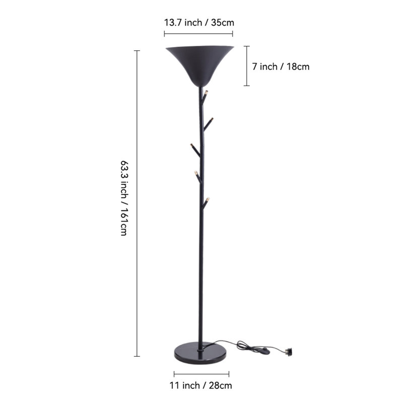 161cm Gloss Torchiere Floor Lamp