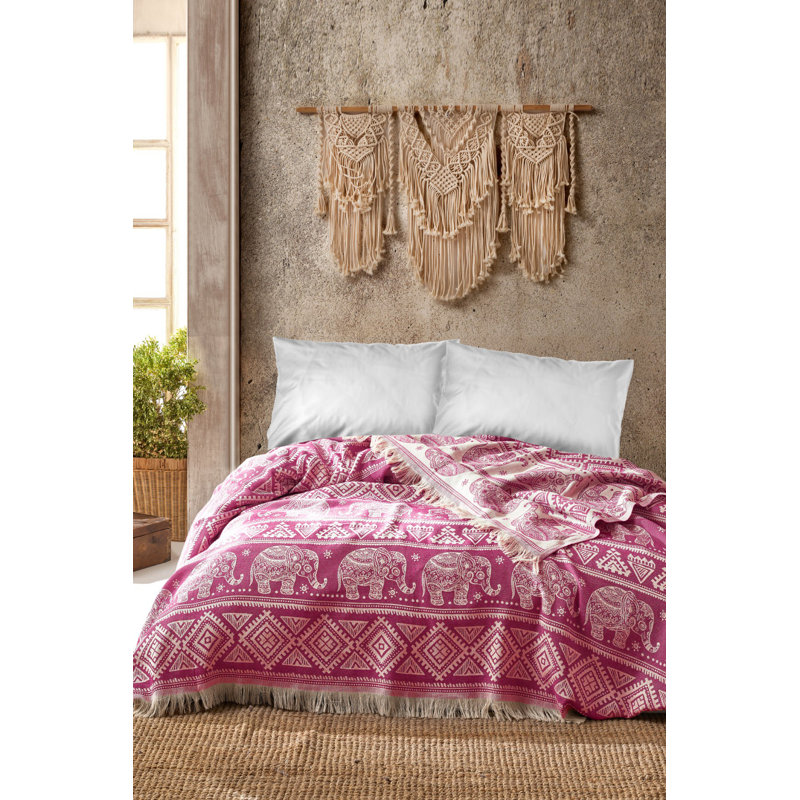 Couvre-lit / couvre-lit 100% coton Isaias, Fuchsia