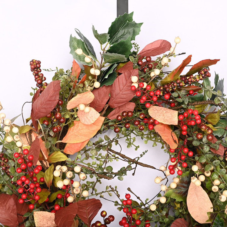  Huashen 24 Inch Winter Front Door Wreath Winter Berry