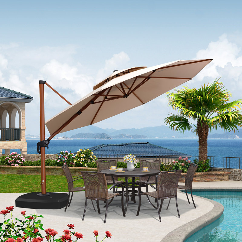Parasol extérieur en porte-à-faux 144 po, Beige