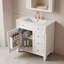Meuble-lavabo de salle de bain avec comptoir en céramique, 3 tiroirs de rangement, tablette réglable et supports de porte-133444994