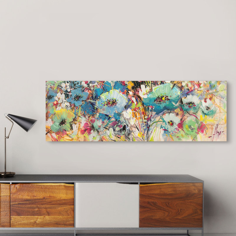 Field Of Flowers In Spring II (detail) by Luigi Florio - No Frame Print on Canvas, 35cm H x 100cm W x 4cm D