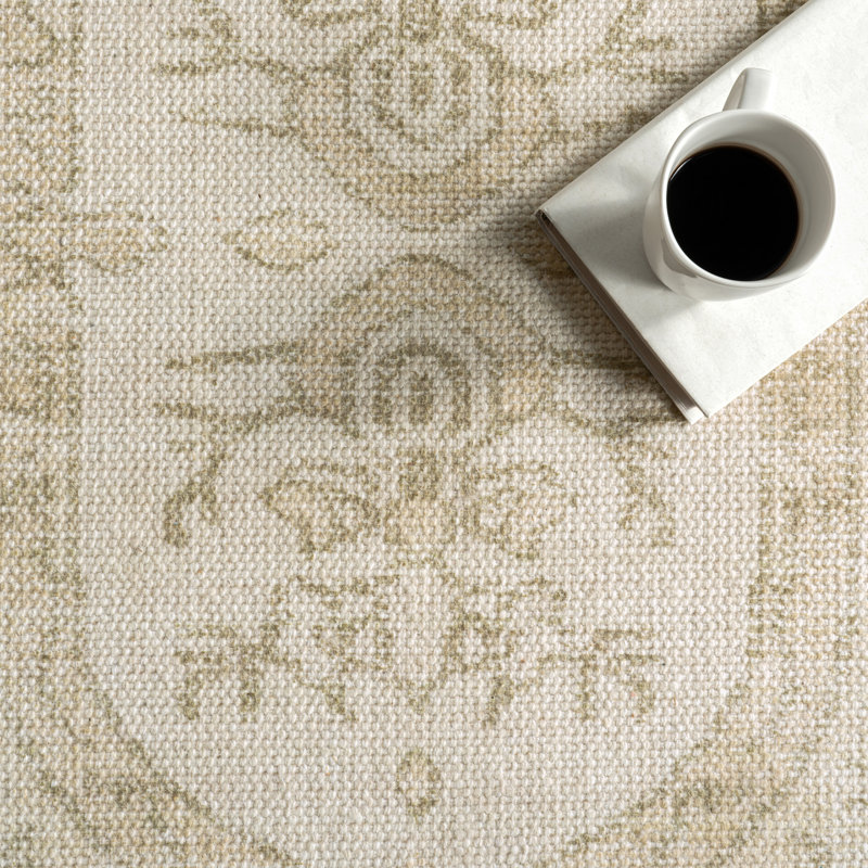  Tapis médaillon en laine et coton Castellan, Rectangle 9 pi 6 po x 13 pi 6 po