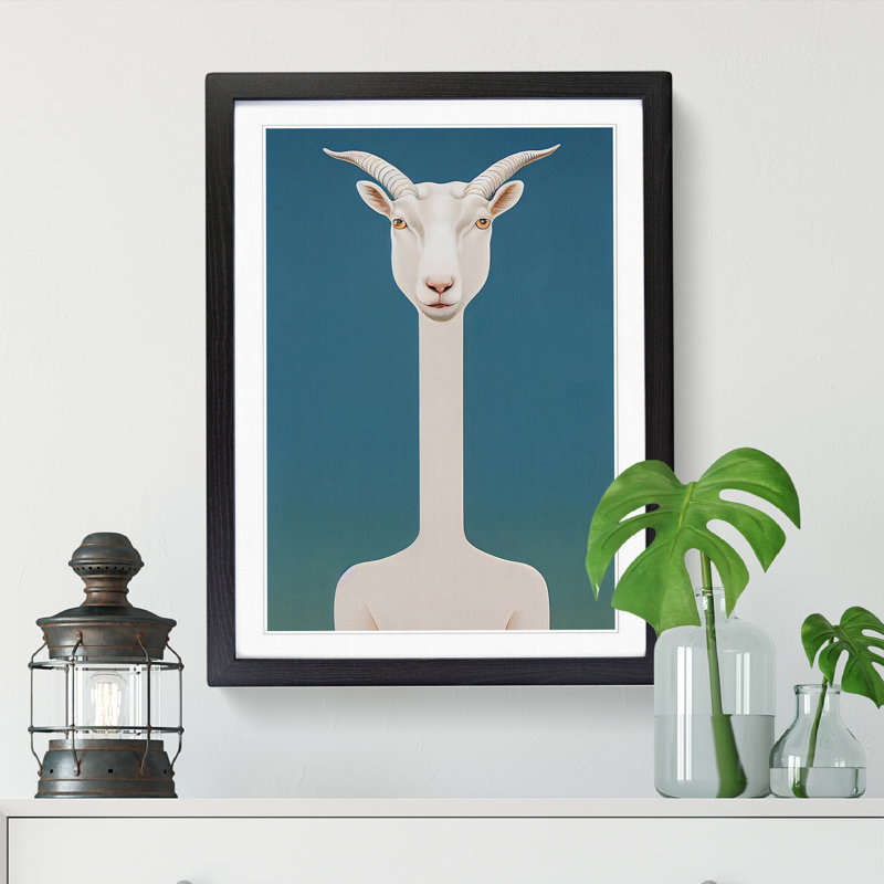 Mazzeo Goat - Picture Frame Print, 46cm H x 34cm W x 2cm D, Walnut