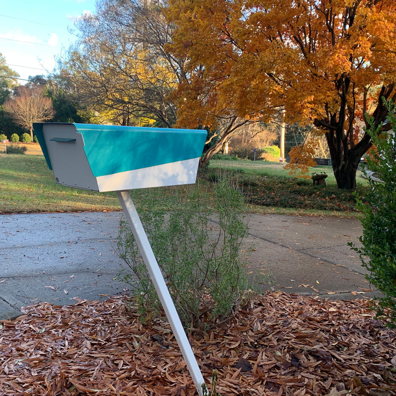 Boîte aux lettres moderne, Blanc / turquoise