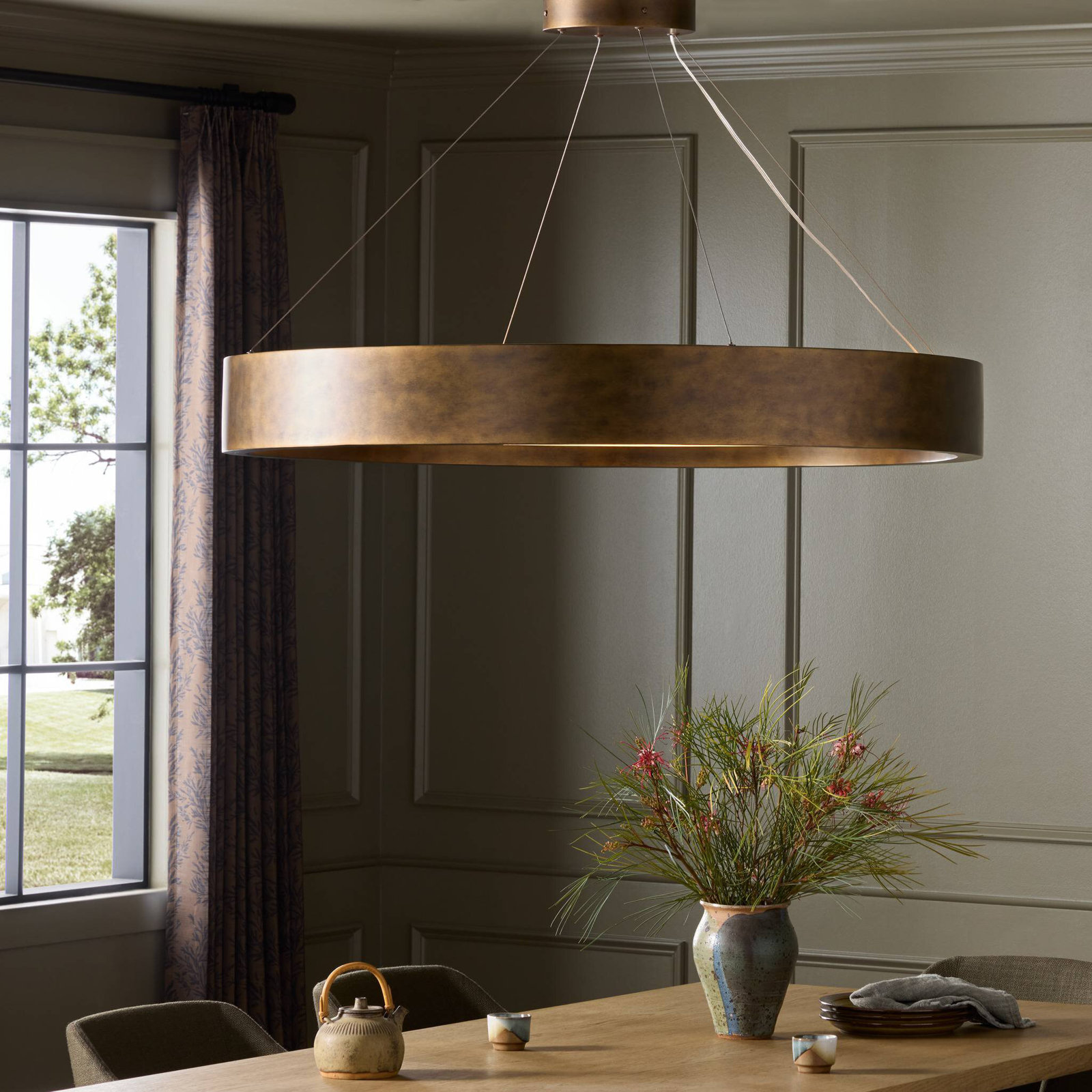 Lottie Single - Light Chandelier, 25" H x 48.5" W x 48.5" D, Burnished Brass Aluminum