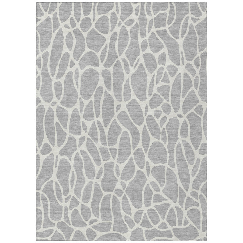 Zarelia Silver Washable Indoor-Outdoor Rug - , 10' x 14'