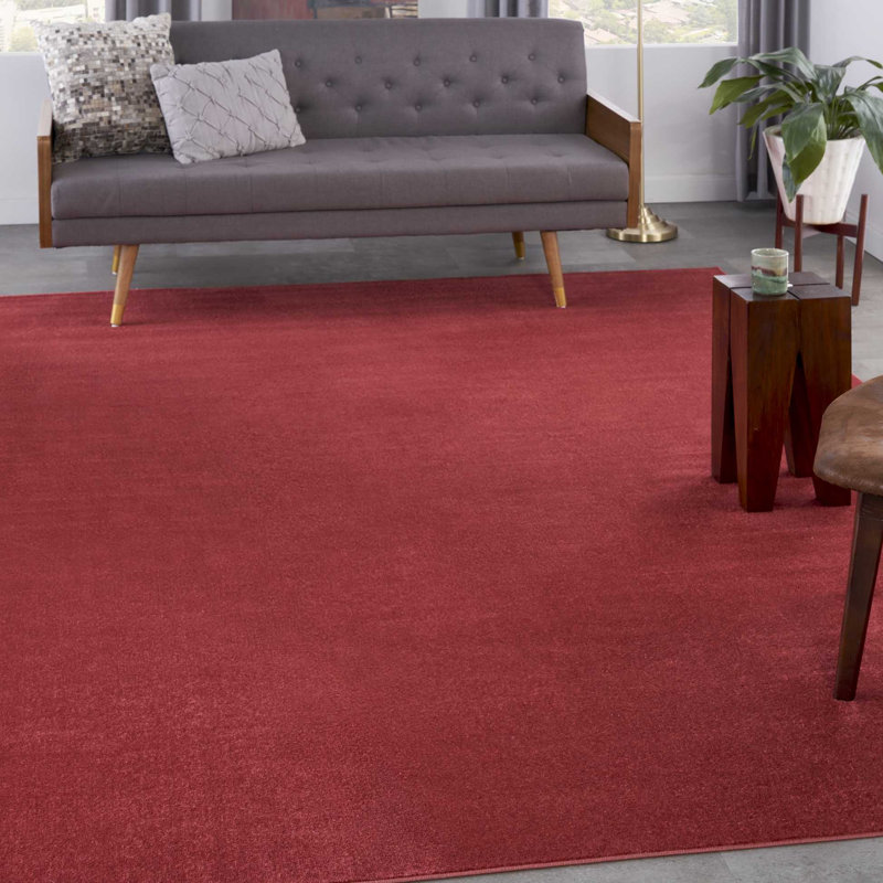 Mullican Sandy Solid Red Easy Care Indoor/Outdoor Area Rug, Rectangle 9' x 12'