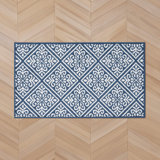 Austell Machine Woven Synthetic Geometric Area Rug in Blue/White