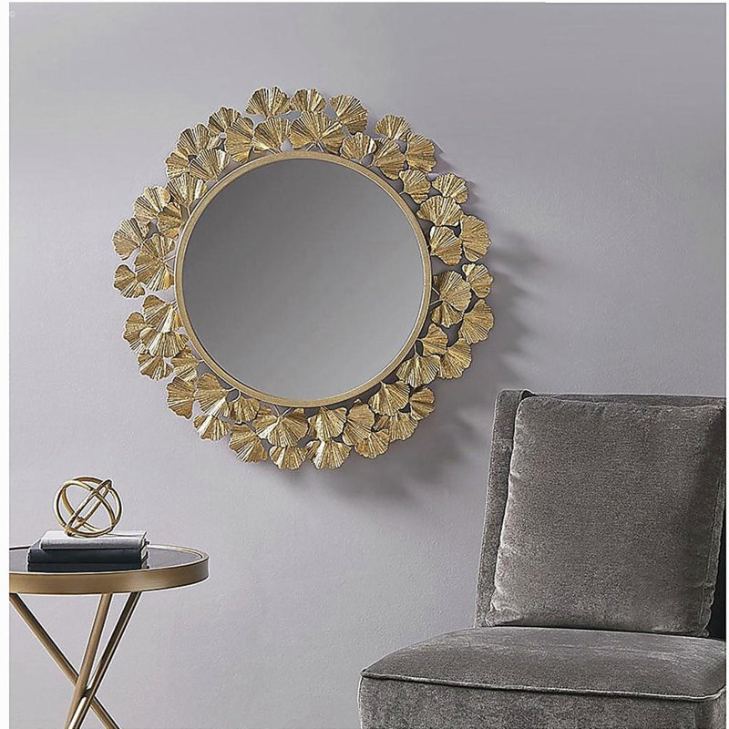 Miroir mural rond doré 30,5 po