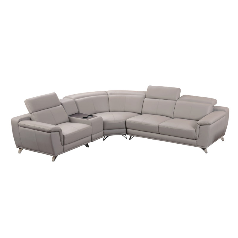 Lirison Upholstered Curved Sectional Right Hand Facing, Left Hand Facing, Red Genuine Leather