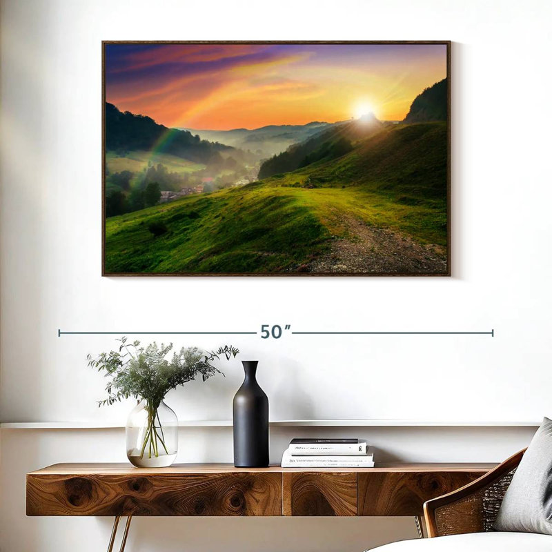 Matinée arc-en-ciel, Cadre flottant noyer, 40 po x 27 po