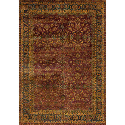 Noble House One-of-a-Kind Rectangle 10'1" x 14'11" Rectangle Wool Area Rug in Beige and Red