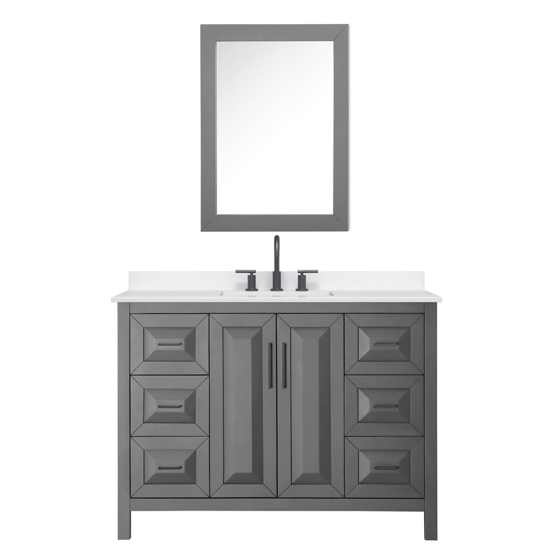 Daria 48'' W Vanity, Matte Black, Gray, Giotto Quartz