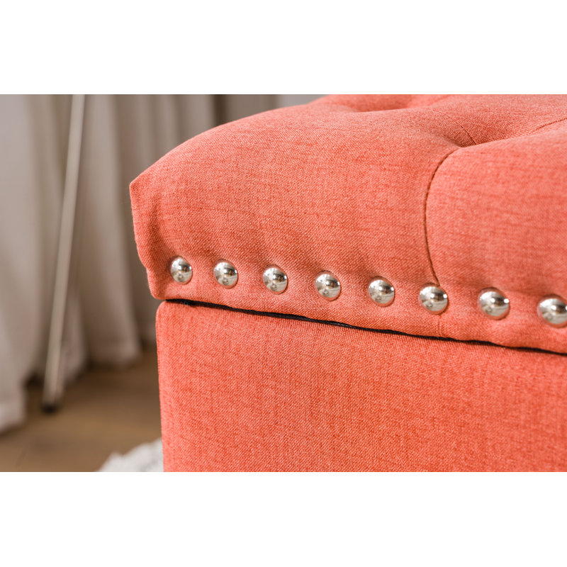 Janas Upholstered Ottoman, Orange