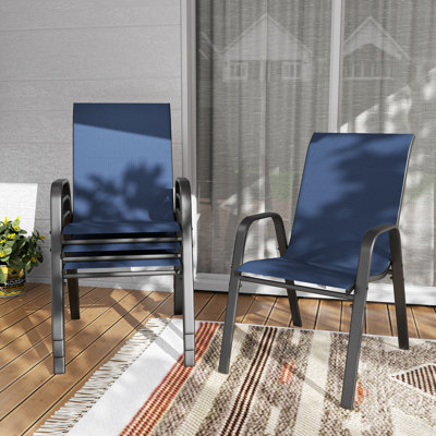 Ensemble de chaises de salle à manger d'extérieur - Siège large Capacité de 350 lb - Structure en métal Teslin imperméable et résistante à la rouille - Support lombaire ergonomique - Idéal pour la terrasse, le restaurant, la salle de banquet