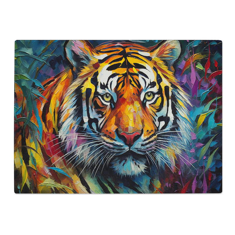 Tiger Abstract  Glass Chopping Board