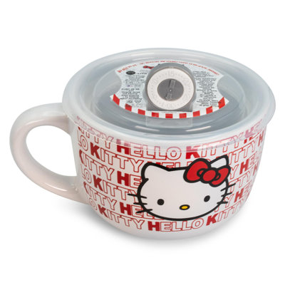 Grande tasse à soupe en céramique rouge Sanriot Hello Kitty | Peut contenir 24 onces