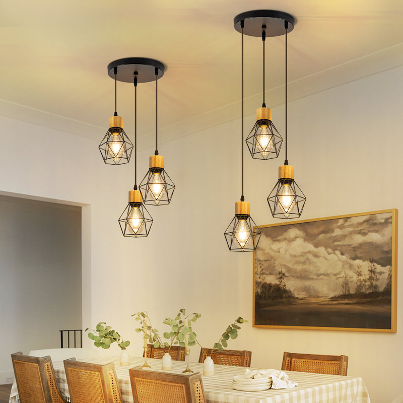 3-Light Black Kitchen Island Pendant