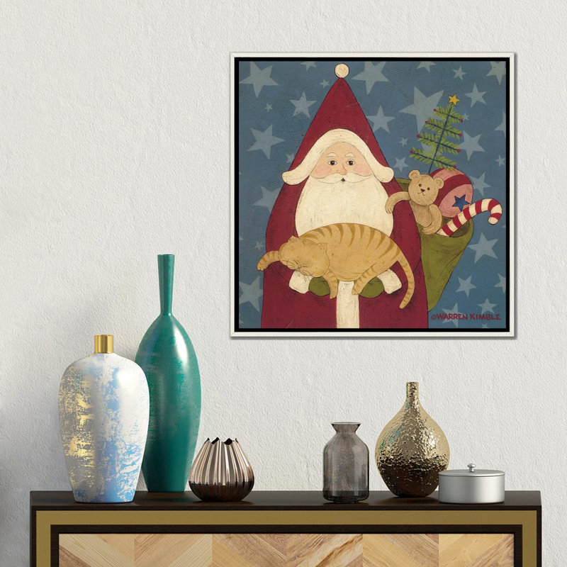 Père Noël - reproduction d'art murale - toile encadrée, H 18 po x l 18 po, Impression encadrée sans passe-partout