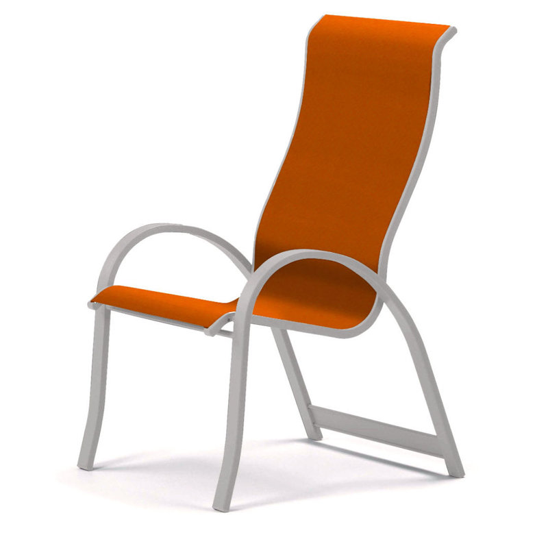 Aruba 1 Outdoor Dining Armchair, Textured Desert, Canvas Tangerine Sunbrella® Canvas