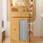 Lit mezzanine double avec armoire de rangement, garde-robe et DEL, couleur bois et espresso-362681735