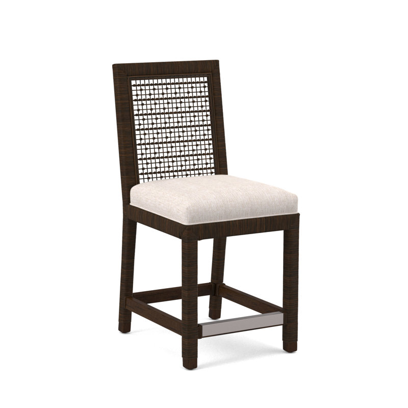 Pine Isle 24" Counter Stool, Sunbrella Beige Pinstripe; 6205-74, Coffee