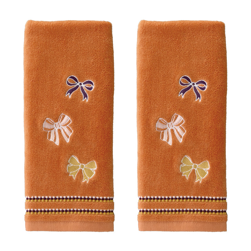TOSSED AUTUMN BOWS EMB HAND-ORNG
