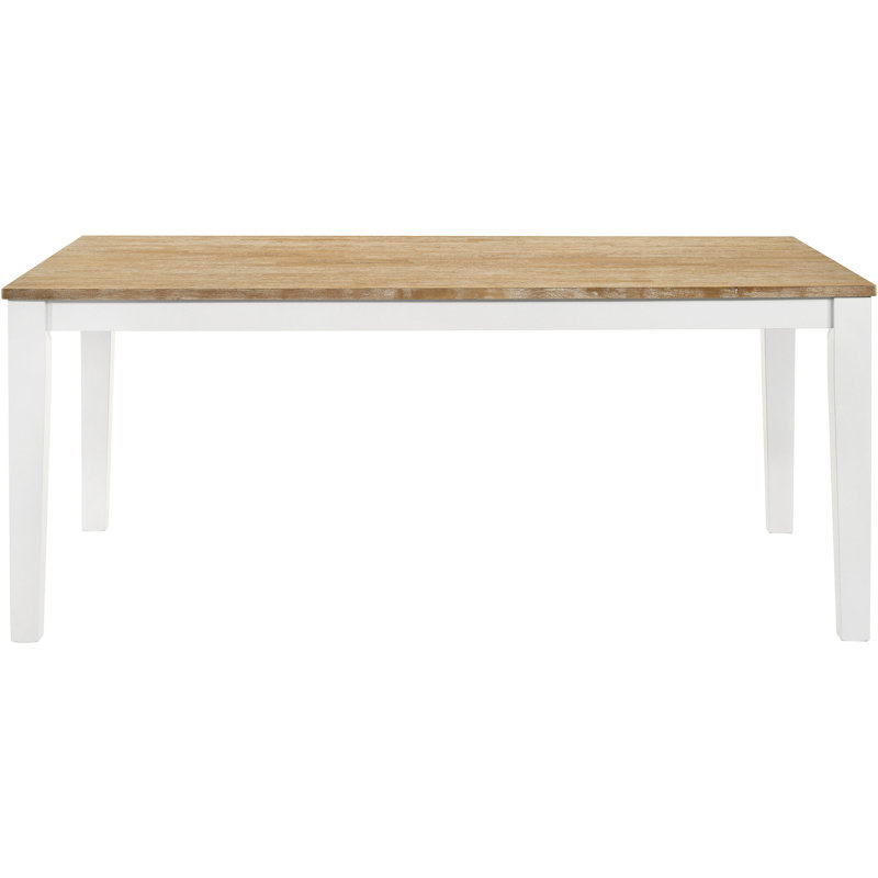 de salle à manger rectangulaire pour l'intérieur de la cuisine côtière, 30 pouces de hauteur, 40 de largeur, 70,61 de longueur, fabrication en bois, finition brune, peut accueillir 6 occasions spéciales pour la famille, hauteur, plateau de table, effilé blanc