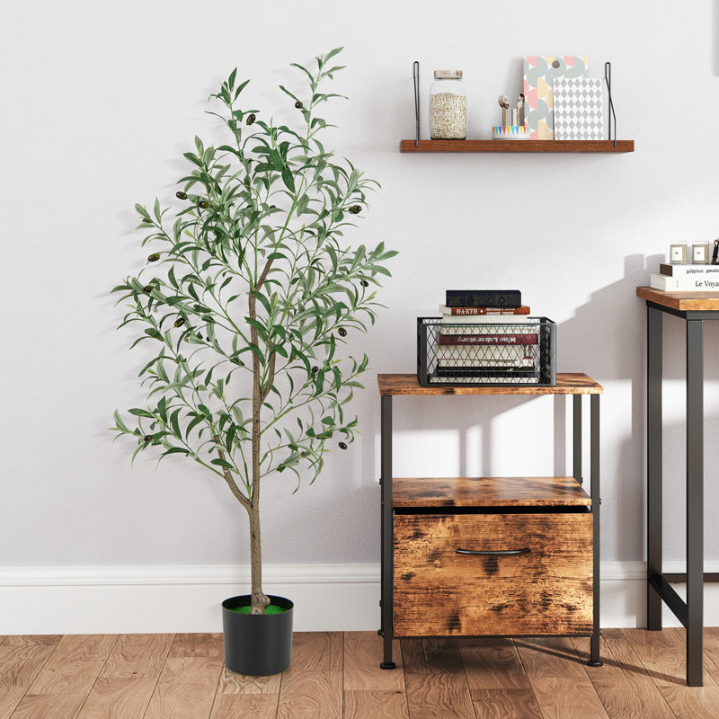 Ensemble de 2 oliviers artificiels de 4,5 pi avec 2 arbres artificiels en pot