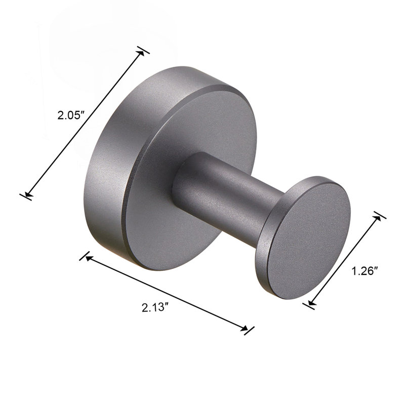 Round Base Wall Hanging Coat Hook With Screws- Gun Grey Towel Hook, 2 Pack, For Entry Shoe Cabinet, Wardrobe Bathroom Bedroom Furniture Hardware