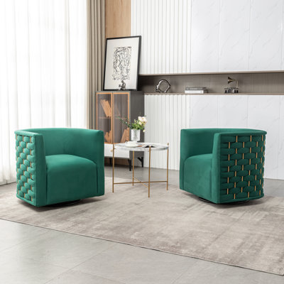 Occie Velvet Swivel Barrel Chair