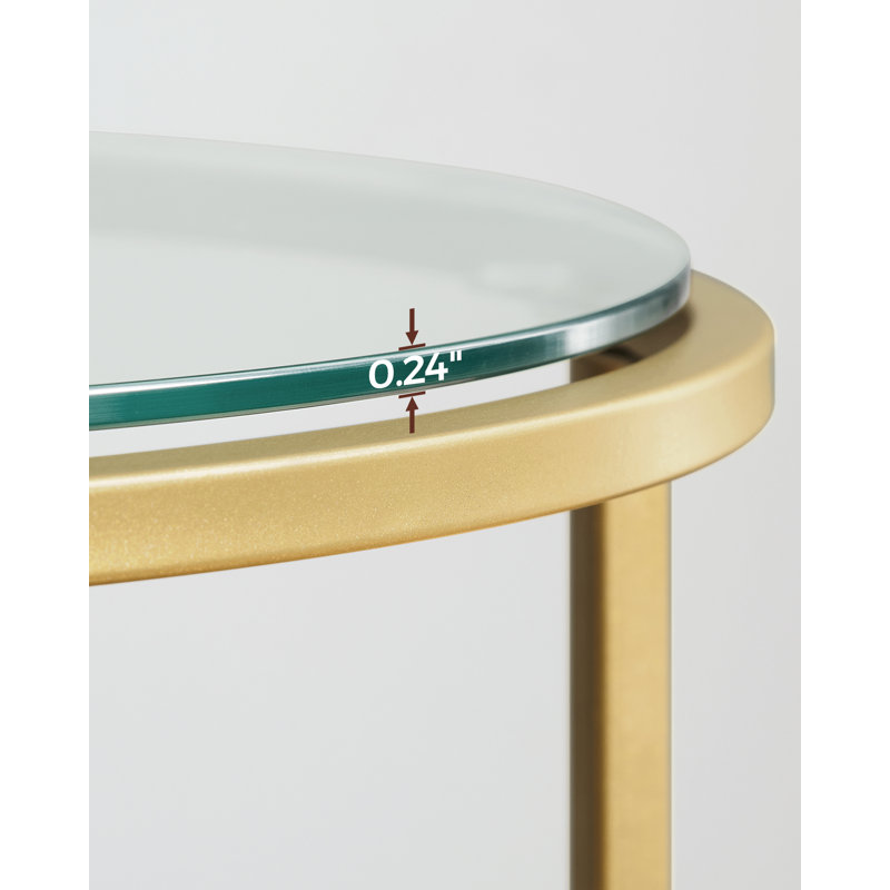 Table de bout ronde en verre trempé avec tablette Doynton