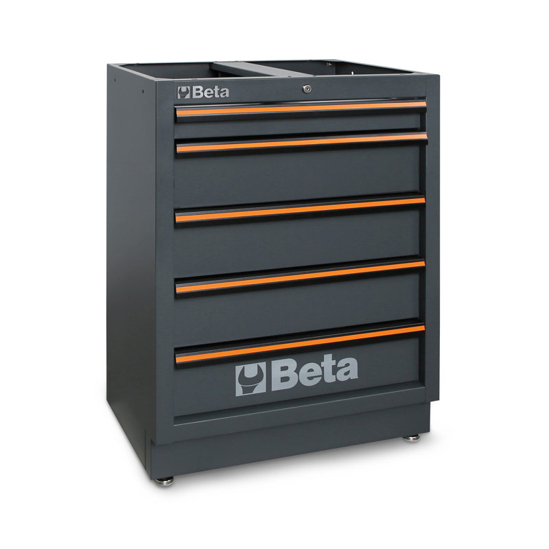 Beta C45PRO BX Garage Tool Storage Cabinet System, Stainless Steel Coated Worktop 77.17" L x 19.49" D x 78.7" H