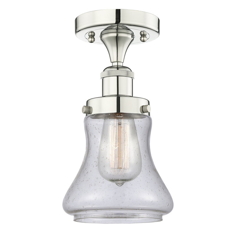 Raghul Glass Semi Flush Mount, Polished Nickel