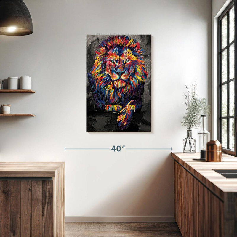 Brampt Lion Lounge couleur abstraite, H 36 po x l 24 po