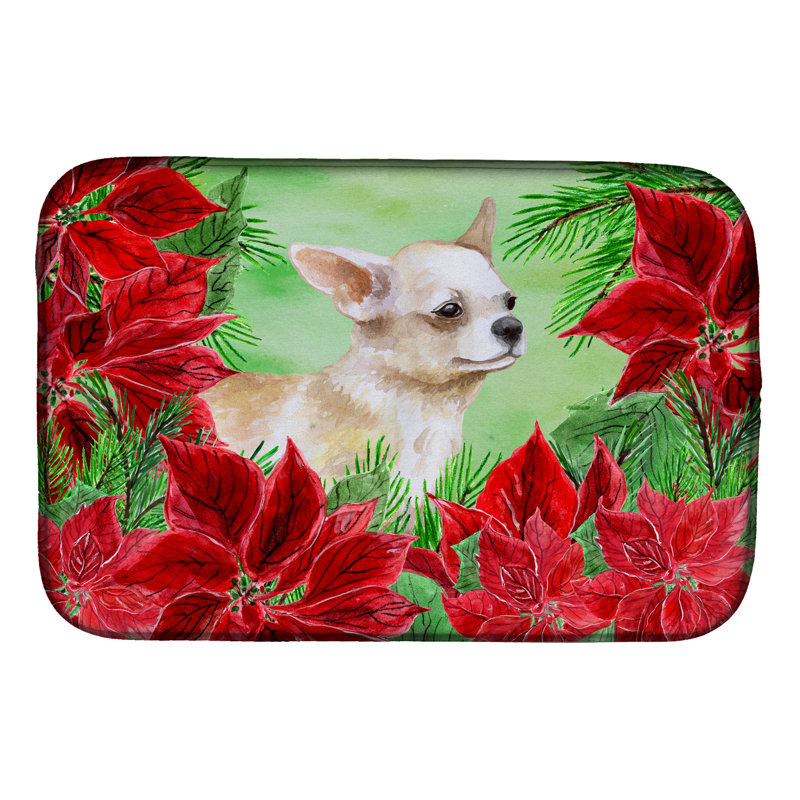 Tapis de séchage poinsettas chihuahua leg up