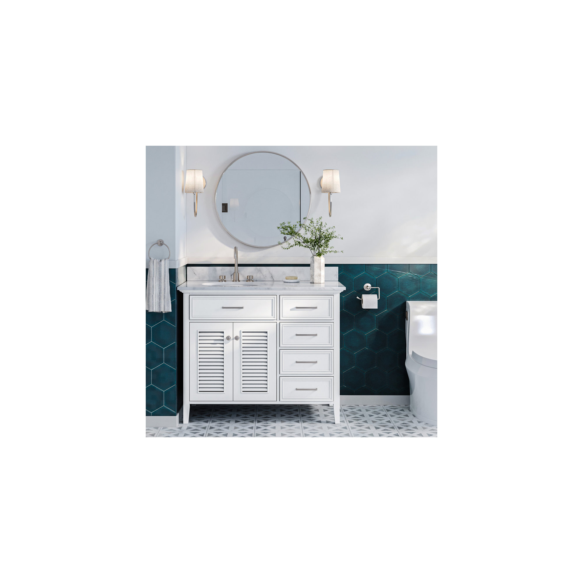 43'' Single Bathroom Vanity, Left, White