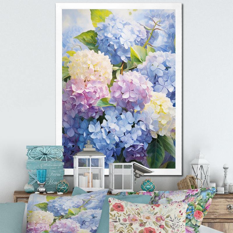 Impression sur toile encadrée «Sangrey Blue Mauve», Cadre simple blanc, H 32 po x l 16 po x P 1 po