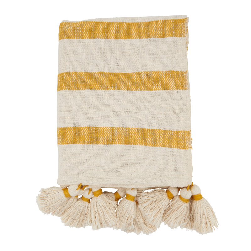 Hand Woven Throw Blanket, Mustard